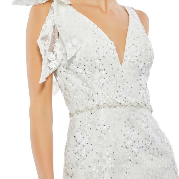 NWT $538 Mac Duggal 79337 FLORAL EMBELLISHED V-NECK MIDI DRESS Size 6 - Picture 6 of 10